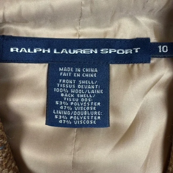Ralph Lauren Sport Vest Women 10 Brown Herringbone Wool Tweed Waistcoat Academia - Picture 9 of 10